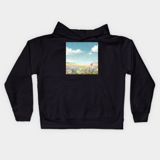 Spring Meadow Serenity Landscape Art Kids Hoodie